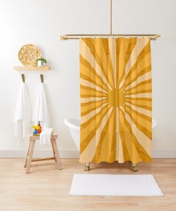 70s Vintage Sun Boho Shower Curtain - Eco-Friendly and Waterproof - Perfect for Vintage Bathroom Shower Curtains