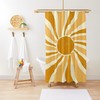 70s Vintage Sun Shower Curtain, Boho Mid-Century Bath Decor, Eco-Friendly Material