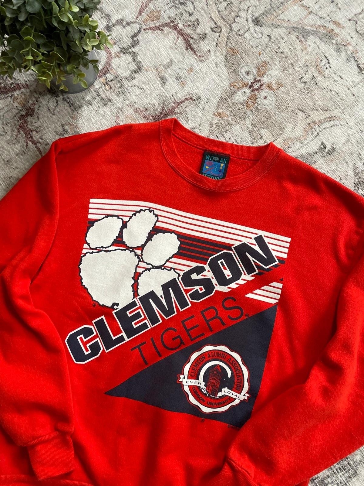 90S Clemson Tigers University Sweater Vintage Style Full Size T-Shirt & Hoodie - Image 2
