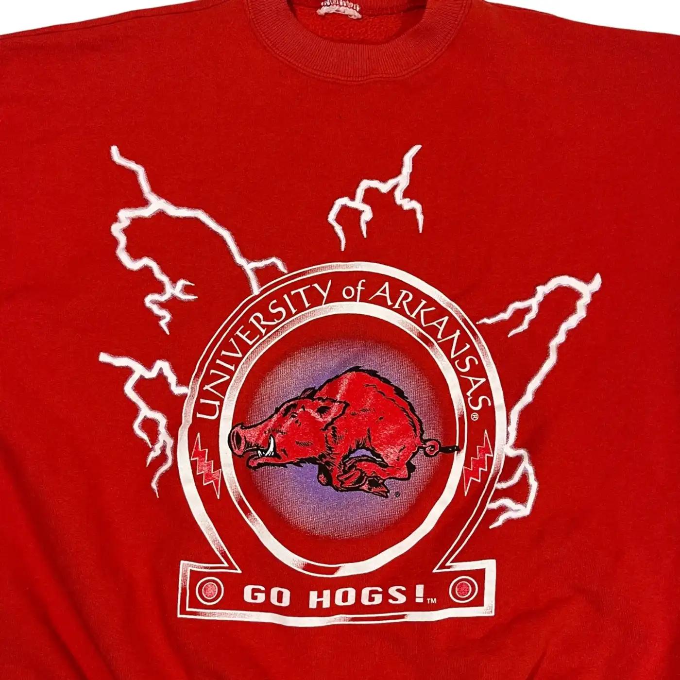 90S University Of Arkansas Lightning T-Shirt Sweatshirt American Football Sweatshirt Sports Gifts - Image 2