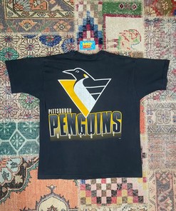 90S Vintage Nhl Hockey Pittsburgh Penguins Big Logo T-Shirt Sweatshirt Pullover Hoodie Reprinted