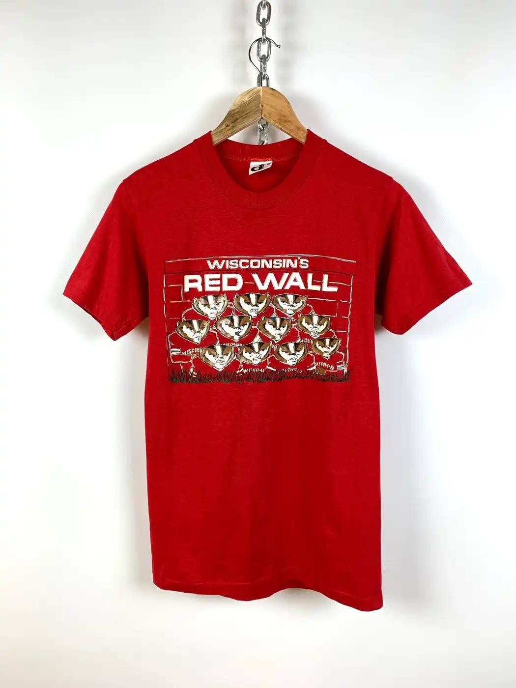 90S Vintage Style Wisconsin’S Badgers Red Wall Made In Usa T-Shirt Sweatshirt American Football Sweatshirt Sports Gifts