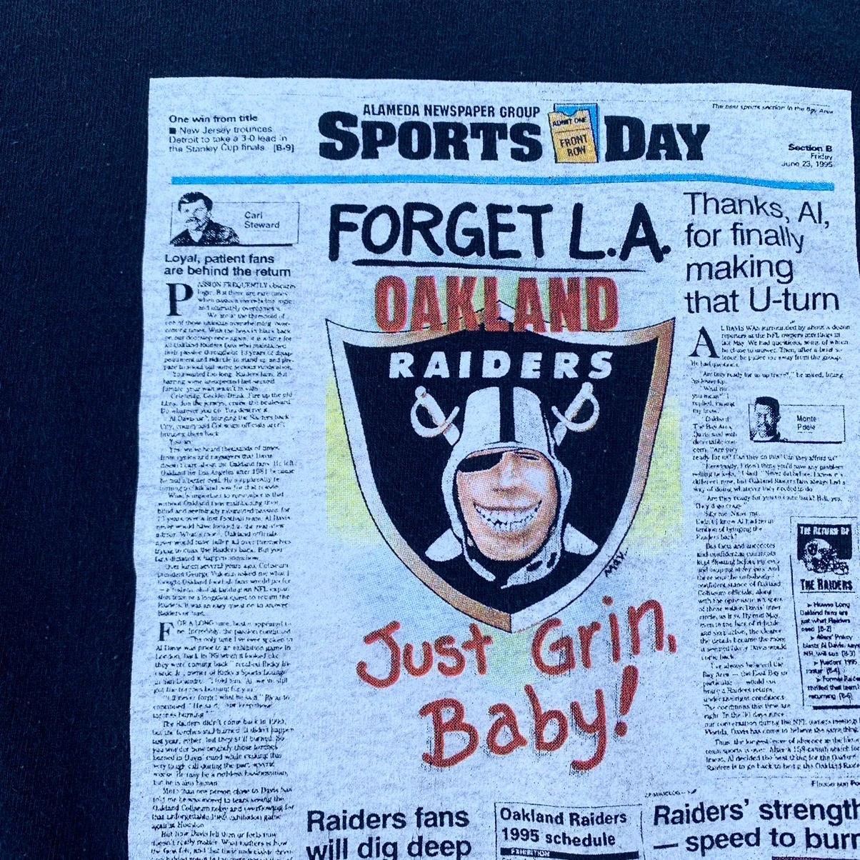 90s Oakland Raiders NFL Newspaper Sweatshirt T-shirt Ideal Gift for NFL Fans - Image 2