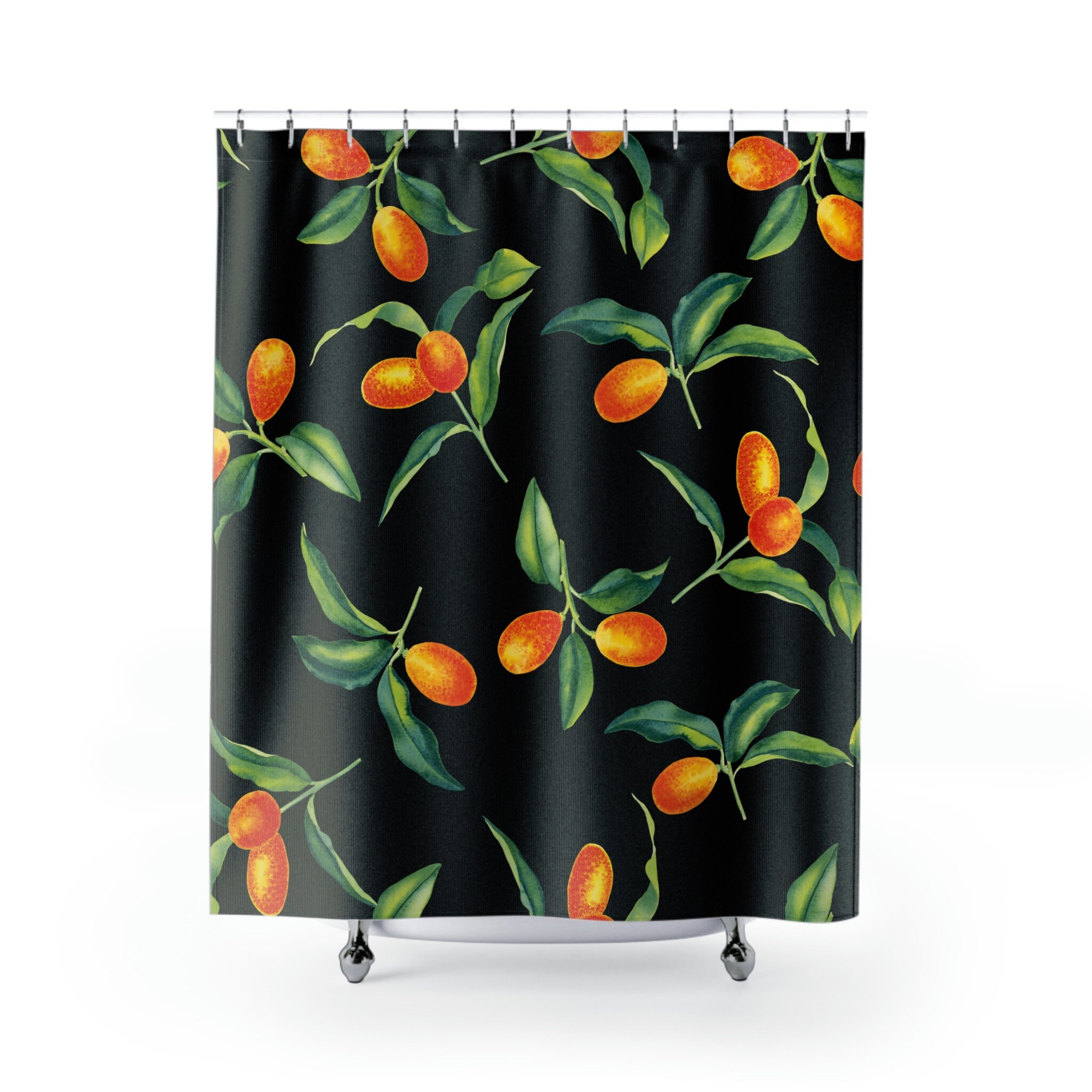 A Colorful Kumquat Shower Curtain for Nature Lovers - Botanical Bathroom Decor & Gift For Home - Image 2