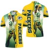 A. J. Hawk 50 Polo Shirt with All Over Print design, 3D Designed Jersey included for Green Bay Packers fans