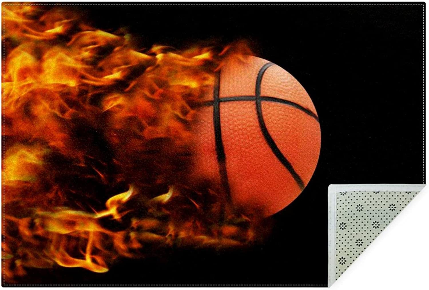 A Modern Twist to Your Living Room or Bedroom - Basketball and American Flag Washable Carpet Indoor or Outdoor Rug