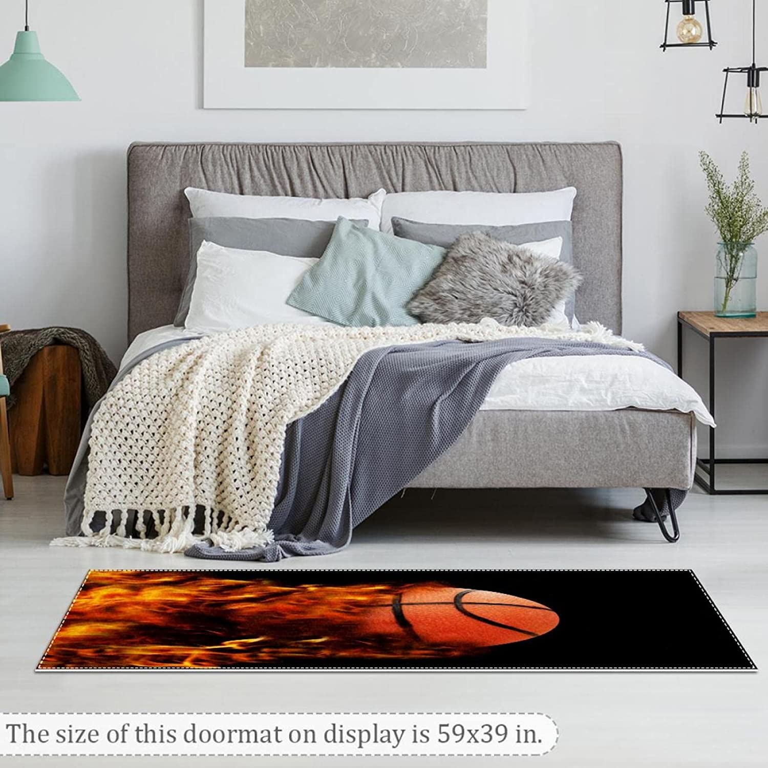 A Modern Twist to Your Living Room or Bedroom - Basketball and American Flag Washable Carpet Indoor or Outdoor Rug - Image 2
