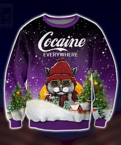 A Quirky Christmas Sweater for Black Cat and Cocaine Fans Everywhere.