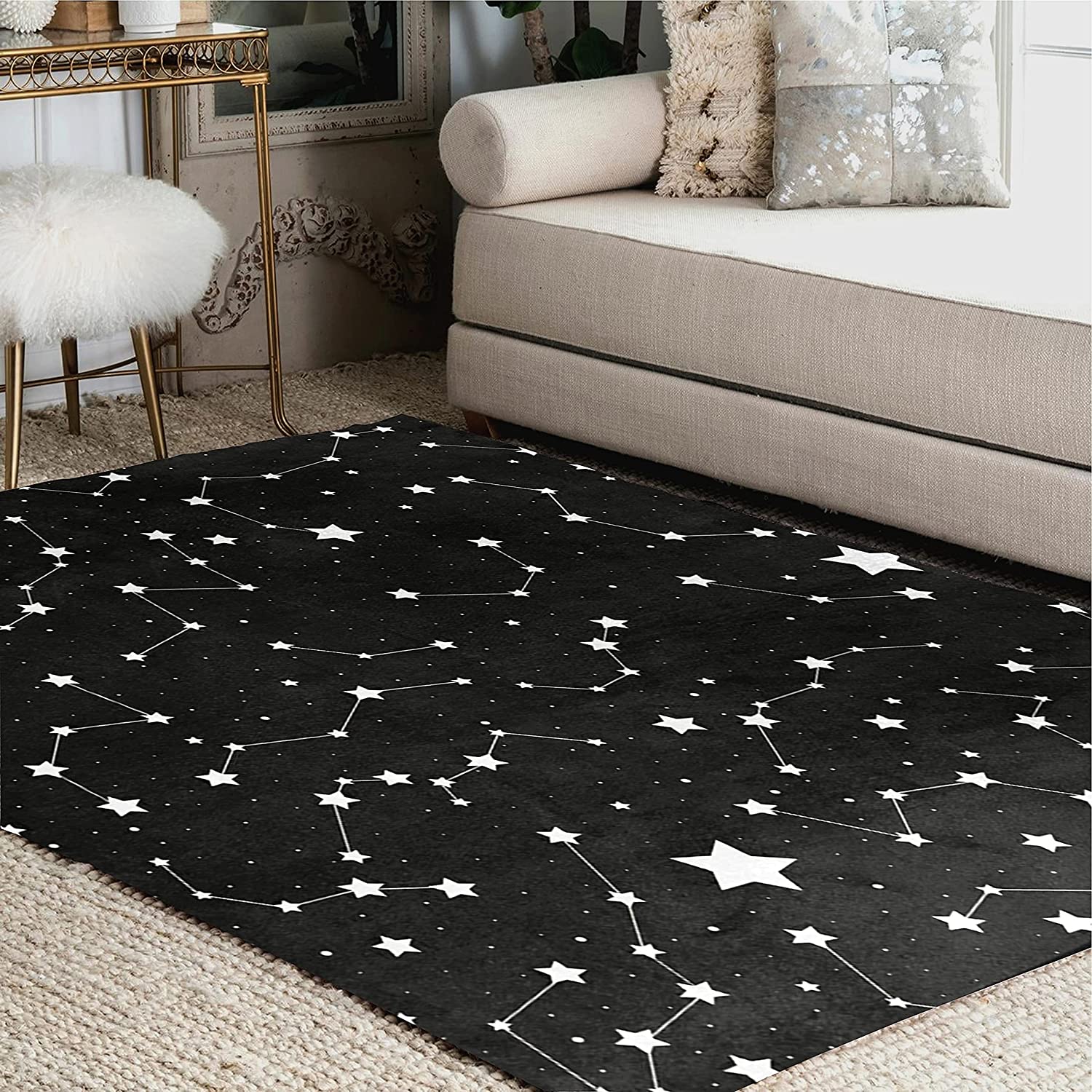 ALAZA Magic Constellation Star Space Area Rug for Living Room and Bedroom Decor with 3D Vortex Illusion