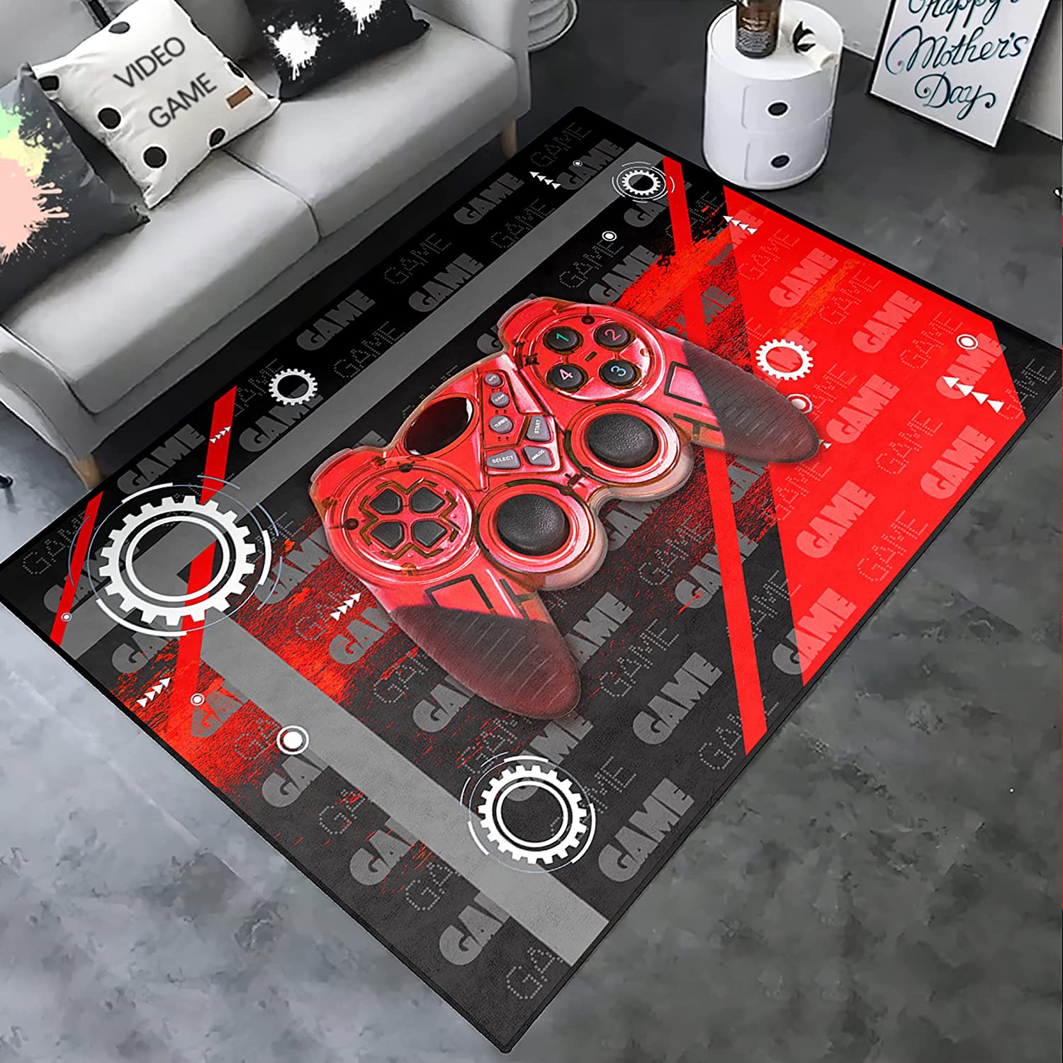 ANGELWARDROBE 3D Blue Gamepad Controller Area Rug for Boys Floor Decor - Image 3