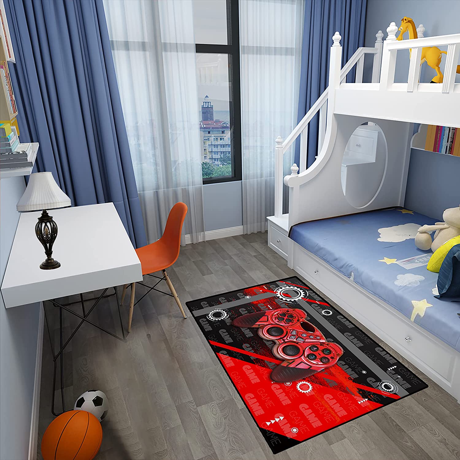 ANGELWARDROBE 3D Blue Gamepad Controller Area Rug for Boys Floor Decor - Image 4