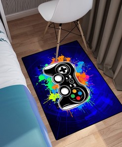 ANGELWARDROBE 3D Gamepad Controller Blue Boys Floor Rugs for Game Player Living Room Mat Home Decor Sofa Floor Rug
