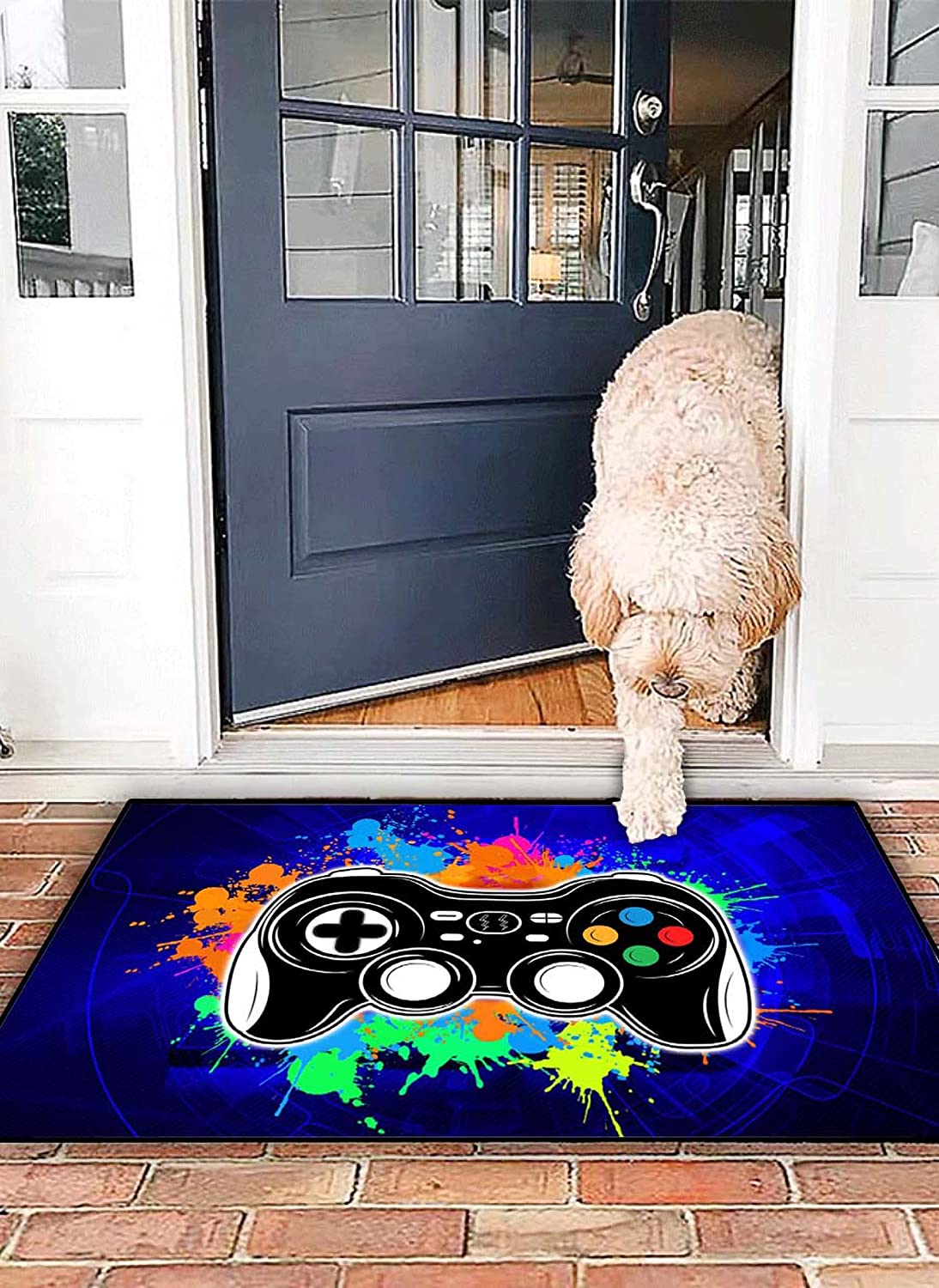 ANGELWARDROBE 3D Gamepad Controller Blue Boys Floor Rugs for Game Player Living Room Mat Home Decor Sofa Floor Rug - Image 3