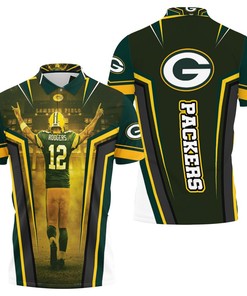 Aaron Rodgers 12 Polo Shirt with All Over Print design for Green Bay Packers fans