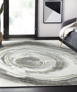 Abani Contemporary Style Grey & Gold Swirl Print Area Rug - Modern Living Room Carpet Rugs with Non-Shed Vortex Pattern
