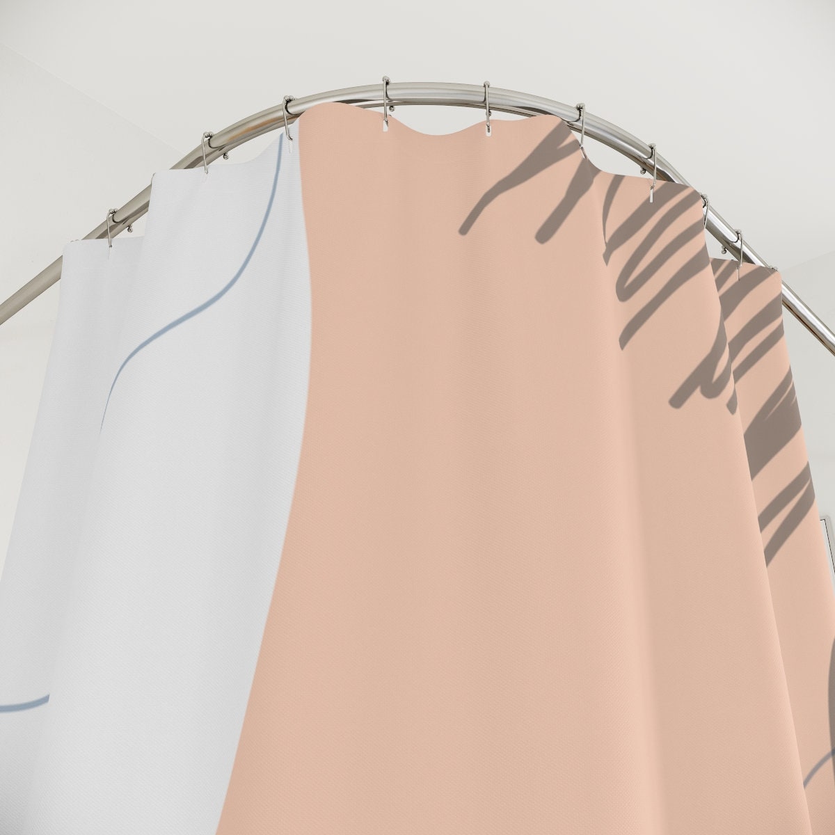 Abstract Art Circles and Lines Shower Curtain | Grey and Orange, Zeitgenössische Kunst | Home Bathroom Decor - Image 4