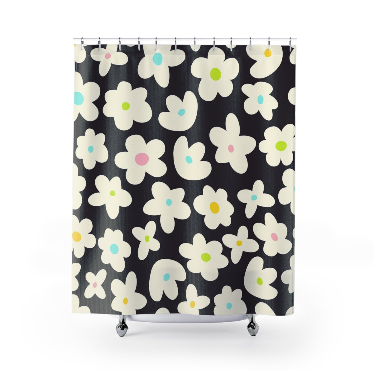 Abstract Art Nature Theme Retro Shower Curtain - Modern Art Print for Your Bathroom