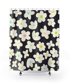 Abstract Art Nature Theme Retro Shower Curtain - Modern Art Print for Your Bathroom