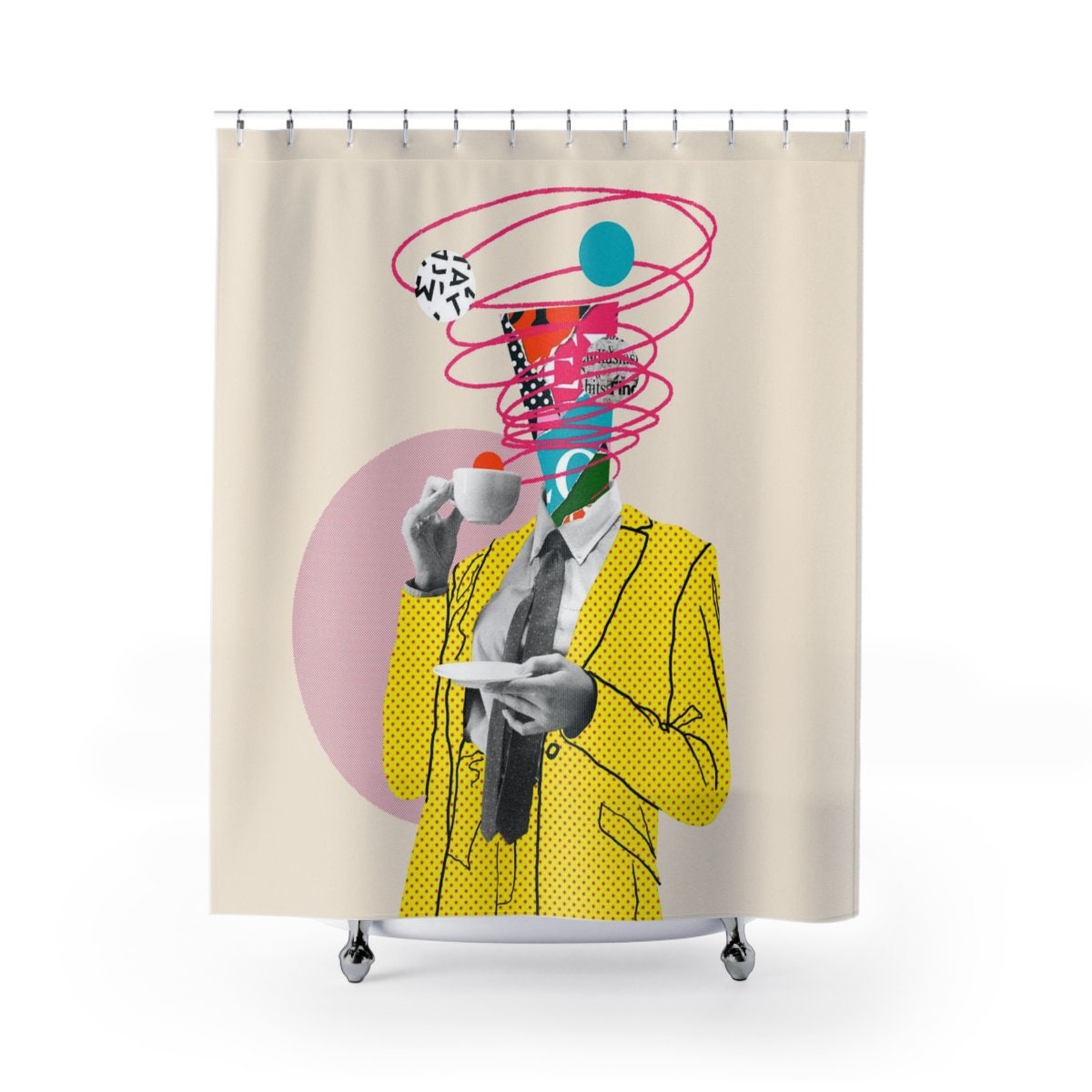 Abstract Art Print Retro Shower Curtain - Unique Bathroom Decor Gift Idea