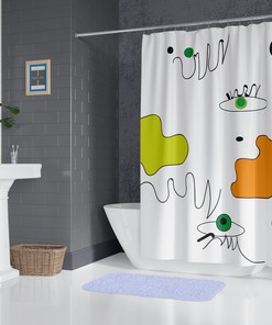 Abstract Art Shower Curtain, Minimalist Farmhouse Bathroom Decor, Boho Bath Art