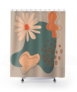Abstract Art Shower Curtain for Boho Mid Century Modern Bathroom