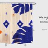 Abstract Blue Monstera Waterproof & Washable Shower Curtain for Bathroom Decor in Custom Sizes