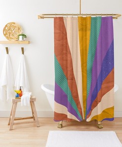 Abstract Boho Shower Curtain, Modern and Colorful Bathroom Decor, Eco-Friendly Material