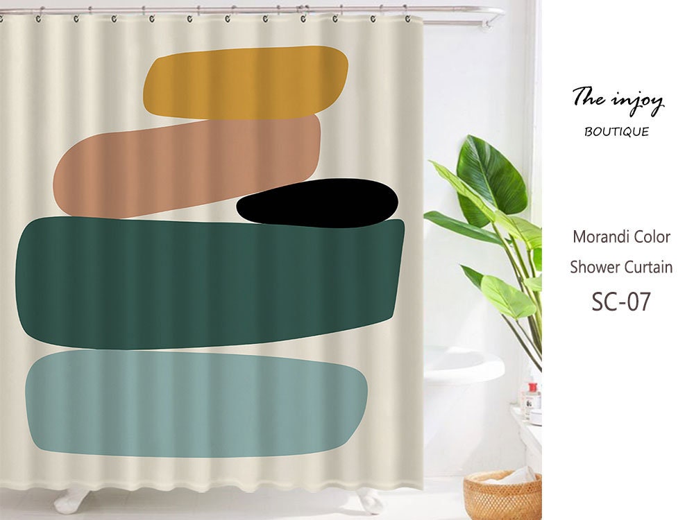 Abstract Boho Shower Curtain with Customizable Sizes and Colors