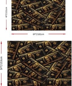 Abstract Cash Art Money Rug with Inspirational "Just Breathe" Quote, Perfect for Living Room and Bedroom