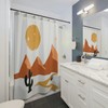 Abstract Desert Cactus Boho Shower Curtain, Nature Lover Shower Curtain, Mid Century Modern Shower
