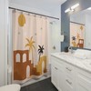 Abstract Desert Ruins Palm Shower Curtain, Boho Mid Century Modern Shower, Abstract Shower Curtain