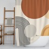Abstract Earth Tones Shower Curtain, Boho Brown Rust Beige Rustic Style Bath Curtain, Mid Century Modern Bathroom Decor