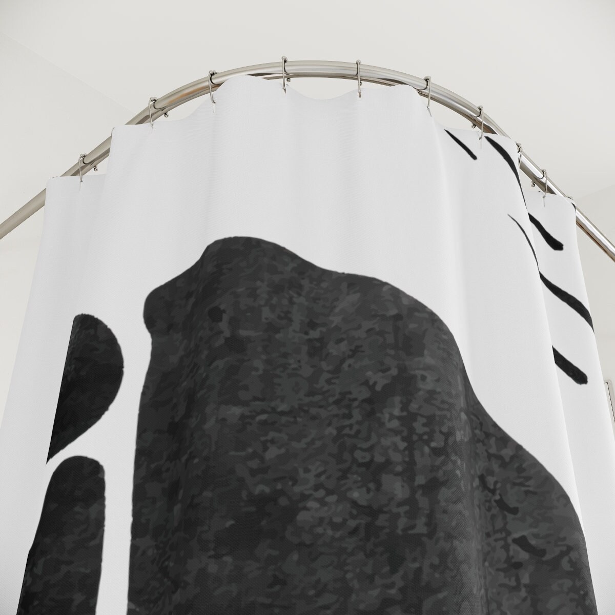 Abstract Geometric Black And White Vintage Shower Curtain Or Mat, Modern Designer Curtain - Image 2