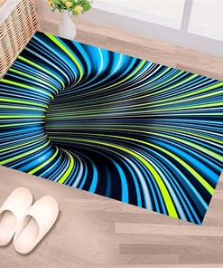 Abstract Geometric Optical Entrance Floor Mat with 3D Vortex Illusion Design, Perfect for Home Decor