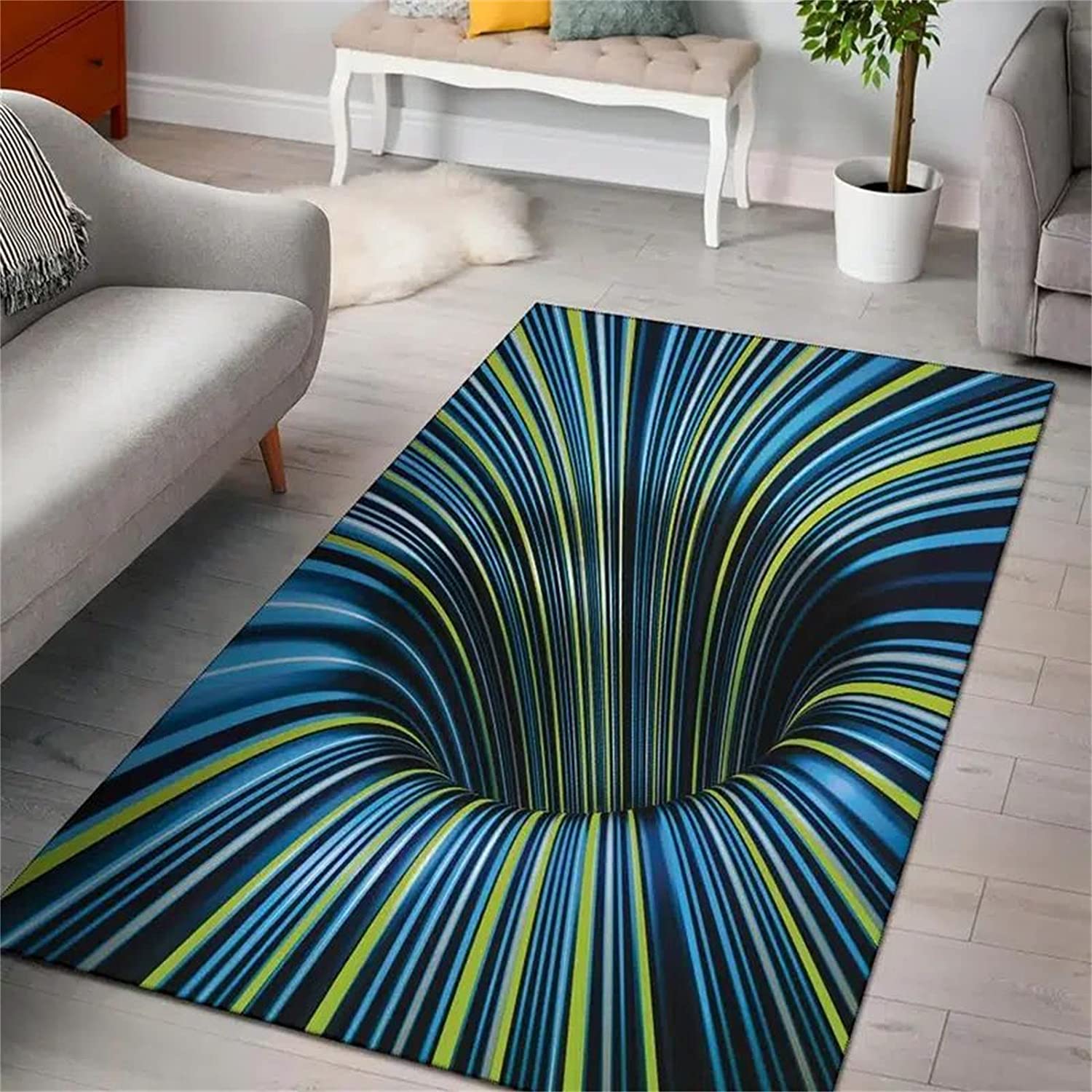 Abstract Geometric Optical Entrance Floor Mat with 3D Vortex Illusion Design, Perfect for Home Decor - Image 2