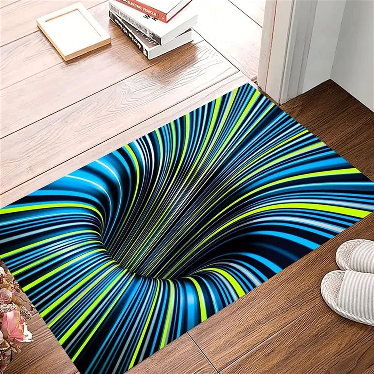 Abstract Geometric Optical Entrance Floor Mat with 3D Vortex Illusion Design, Perfect for Home Decor - Image 3