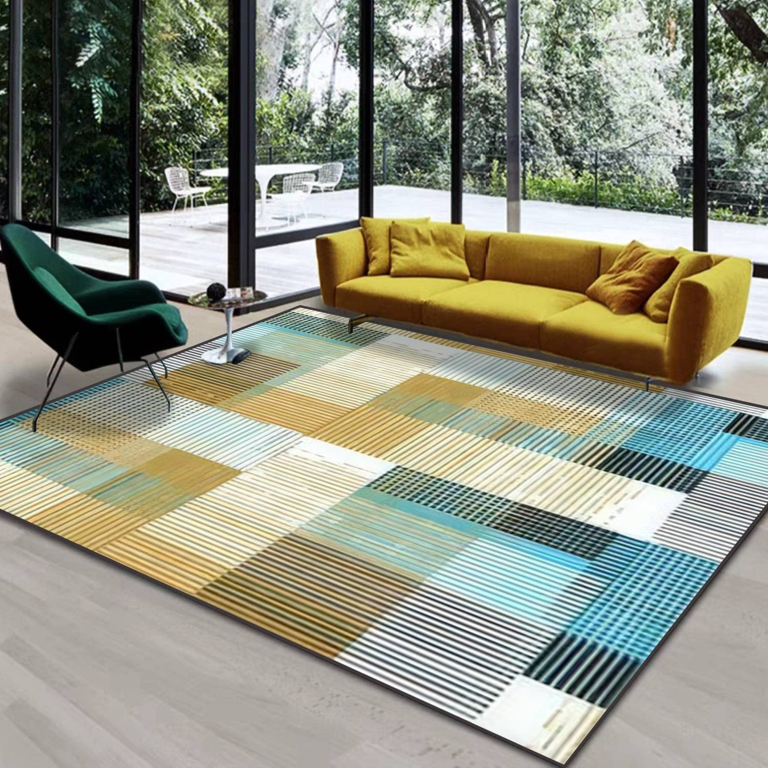Abstract Geometric Seamless Stripes: Personalized Non-Slip Area Rug Collection with 70s Retro Vibe - Image 4