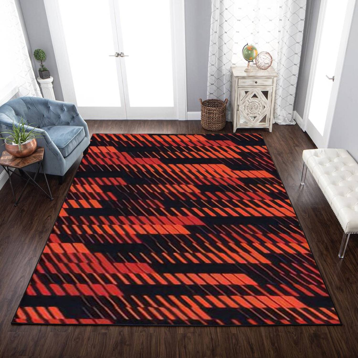 Abstract Geometric Stripes Area Rug Soft Non-Slip Carpet Floor Mat Runner for Living Room, Bedroom, and Kids Room - Image 3