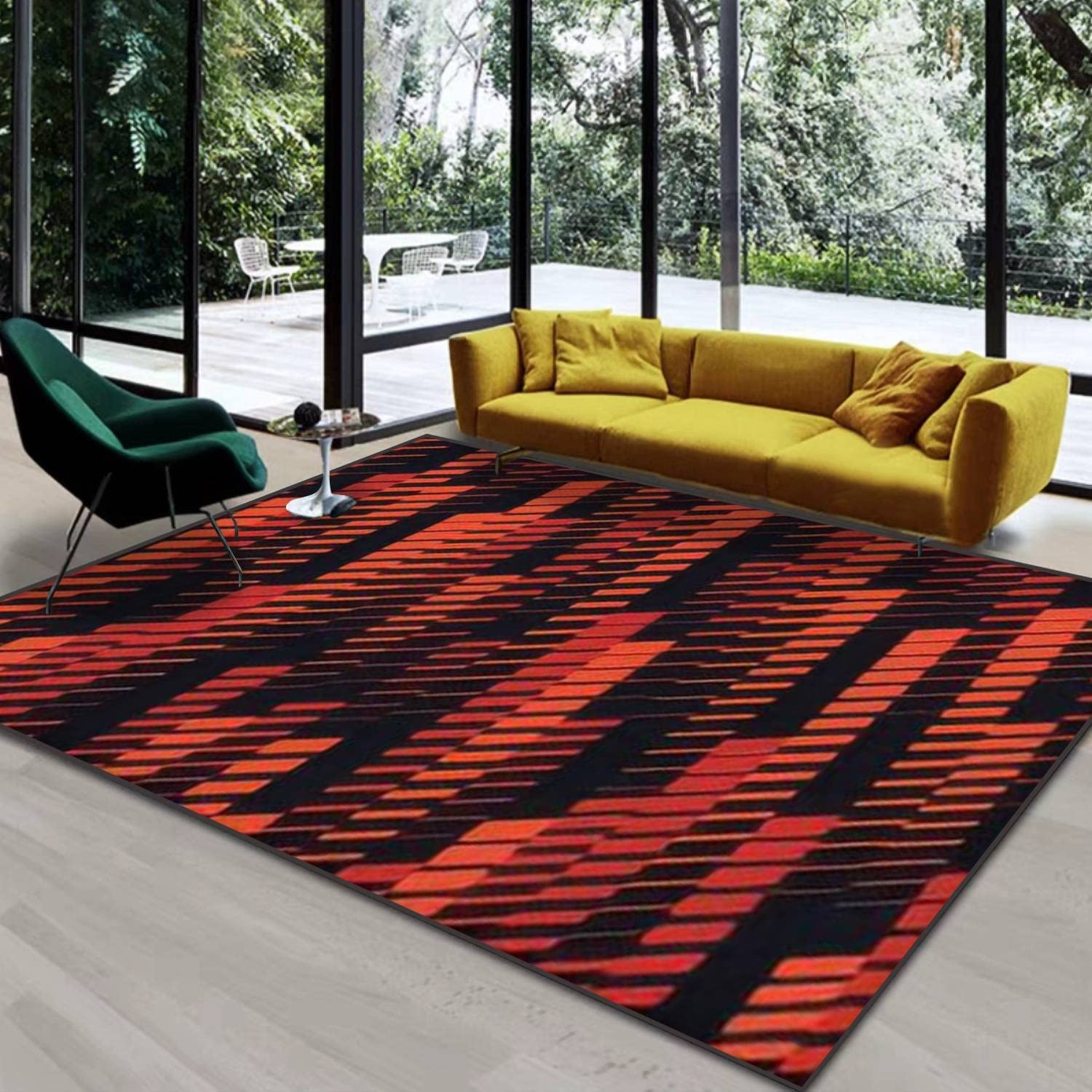 Abstract Geometric Stripes Area Rug Soft Non-Slip Carpet Floor Mat Runner for Living Room, Bedroom, and Kids Room - Image 4