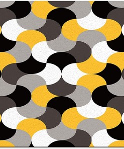 Abstract Middle Century Geometry Black Area Rugs - Geometric Gradient Easy Clean Soft Non-Skid Throw Rug