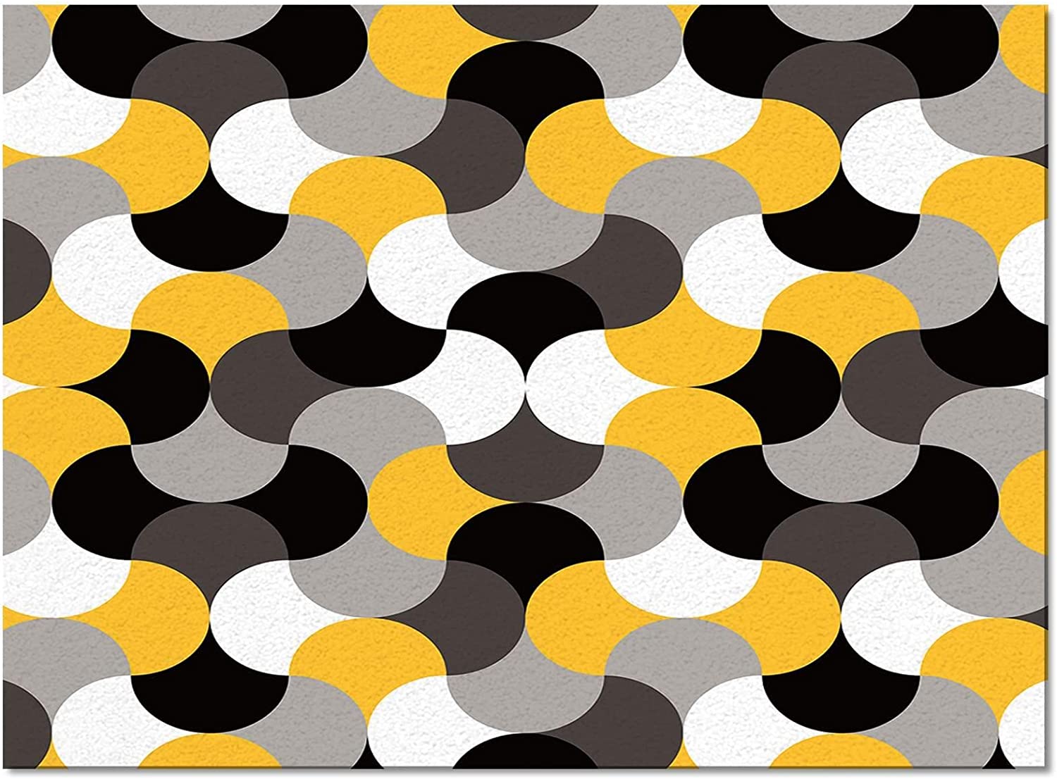 Abstract Middle Century Geometry Black Area Rugs - Geometric Gradient Easy Clean Soft Non-Skid Throw Rug