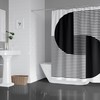 Abstract Modern Design Shower Curtain Black and White Half Moon Striped Bathtub Curtain for Masculine Bathroom Decor