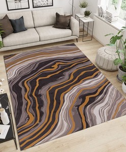 Abstract Mountain Gray and White Marble Area Rug - Durable Porch Mat with Fine Pile High Density