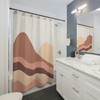 Abstract Mountains Brown Yellow Boho Shower Curtain, Mid Century Modern Bohemian Bathroom Decor