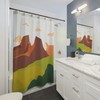 Abstract Mountains Sunrise Shower Curtain, Boho Mid Century Modern Nature Lover Shower Curtain, Abstract Shower Curtain
