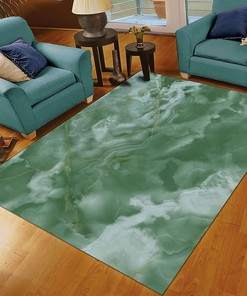 Abstract Oil Painting Art Deco Rug in Fashionable Emerald Green for Luxurious Home Decor