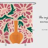 Abstract Pink Daisy and Vase Shower Curtain, Customized Sizes for Art Floral and Water Repelling Set