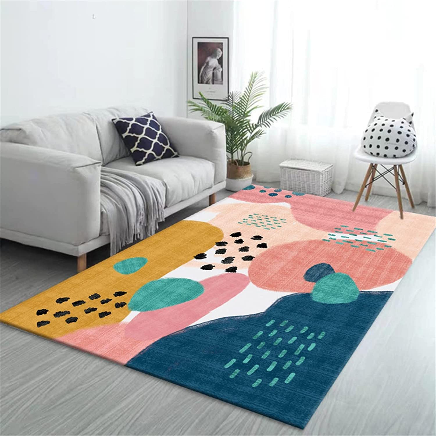 Abstract Pop Irregular Geometric Area Rugs - Indoor Non-Slip Kids Rugs for Personalized Living Room Home Décor - Image 2