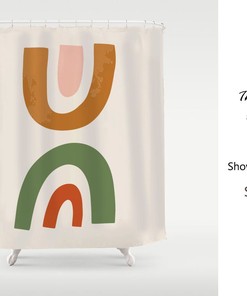 Abstract Rainbow Shower Curtain, Nordic Style Waterproof with Hooks, Washable, Custom Sizes Available