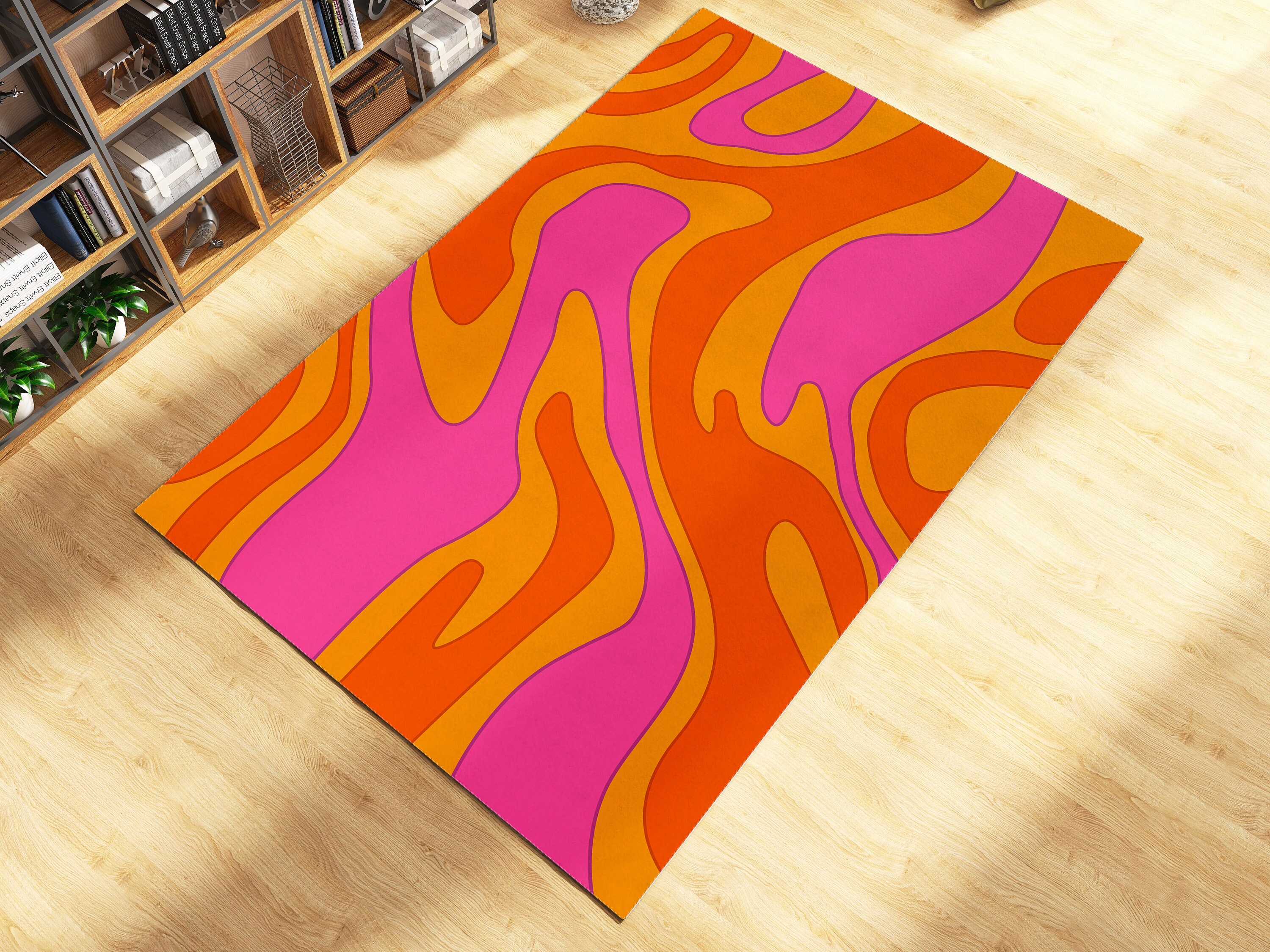 Abstract Rug with Personalized Name or Message for Modern Chic Living Room or Bedroom Decor